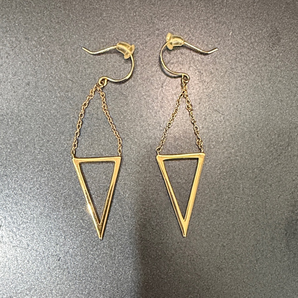 Gold Triangle Drop Earrings - Women's Jewelry